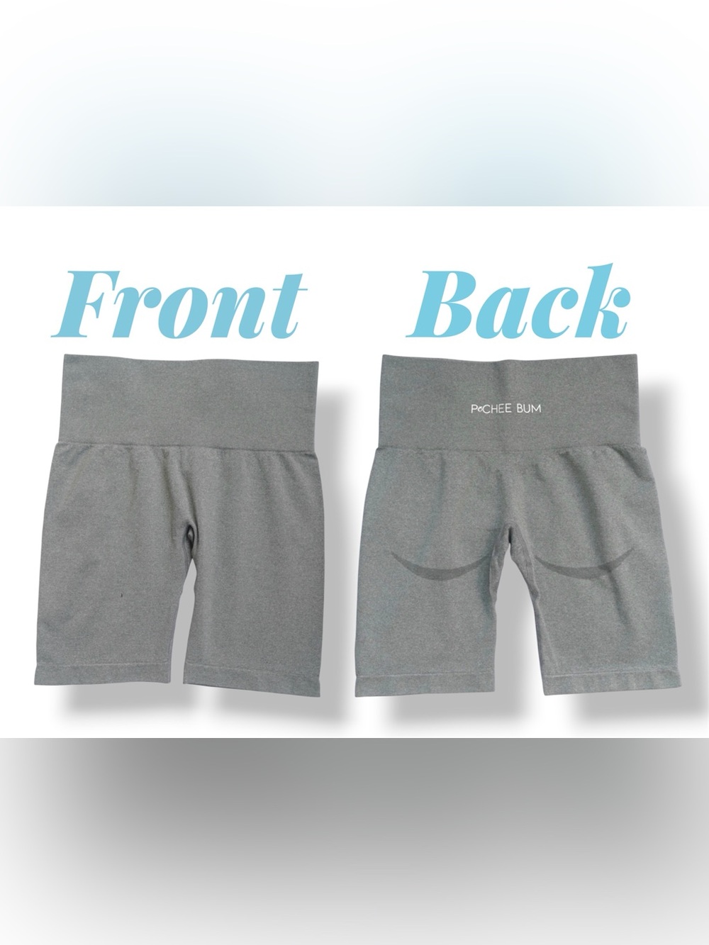 🍑 PChee Bum (S) Gray, No Scrunch, Biker Shorts